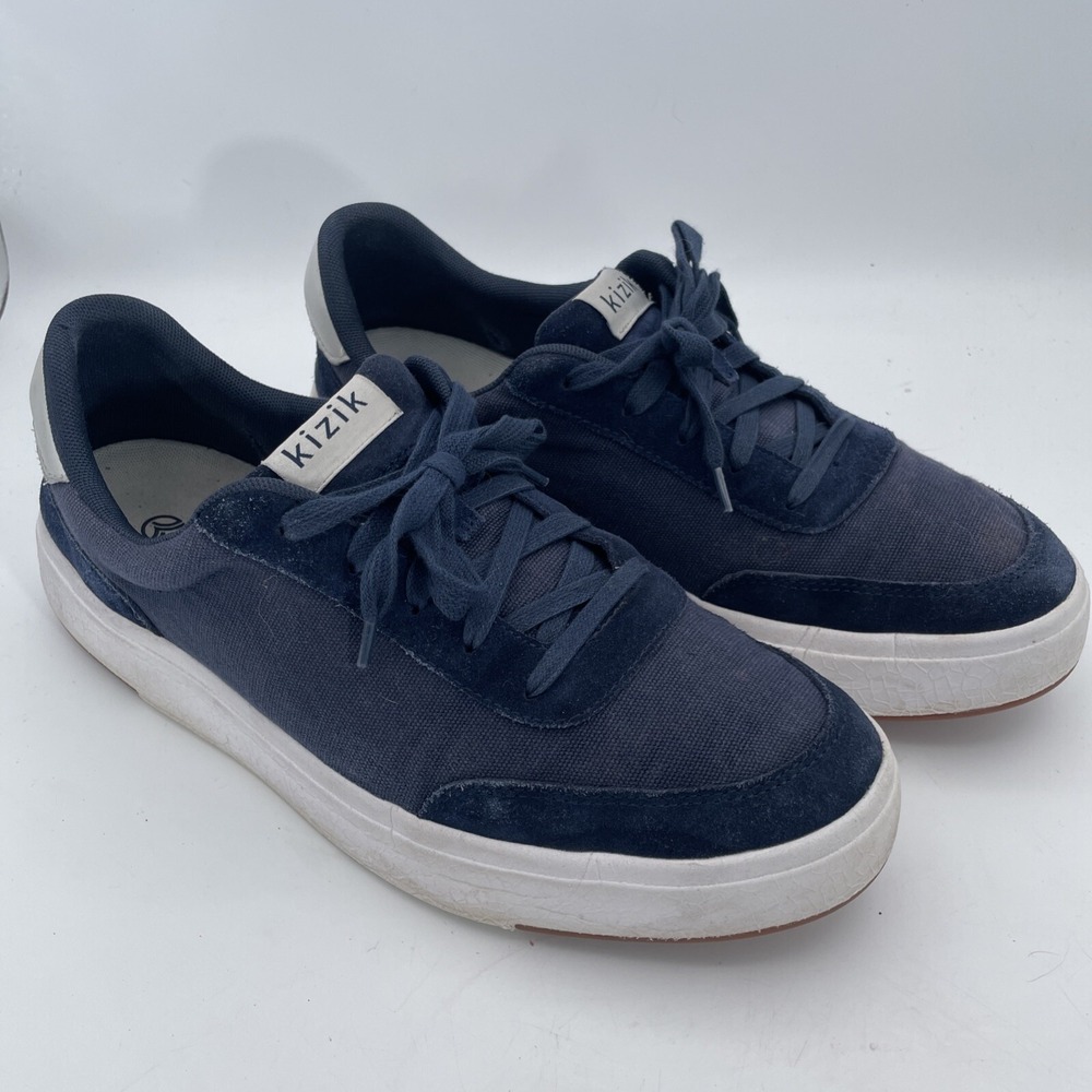 Kizik The Prague Sneakers Mens 11.5 Black Suede & Canvas Hands Free Casual Shoes